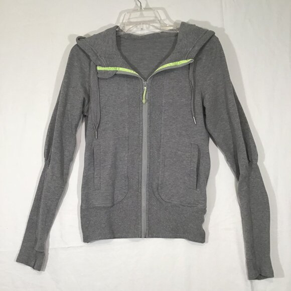 Lululemon Fun Time Hooded Jacket Gray with Neon Trim  Size 4 - Picture 2 of 14